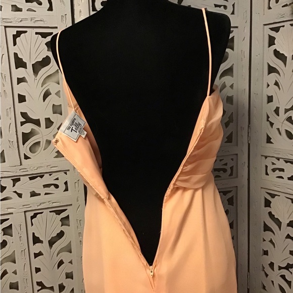TALLY NY AMAZING PEACH ORANGE DECORATIVE BOW LONG FORMAL GOWN PROM DRESS - Picture 5 of 8